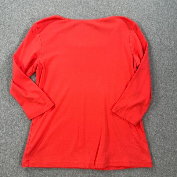 Isabella Bird Square Neck Top Women's X-Small Coral Pima Cotton 3/4 Sleeve - Picture 8 of 8